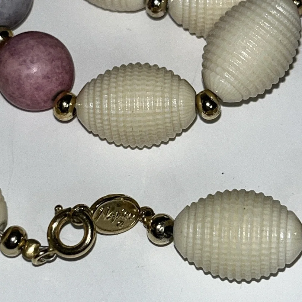 VTG NAPIER Necklace colorful Pale pastel decor gold tone Spacers 14